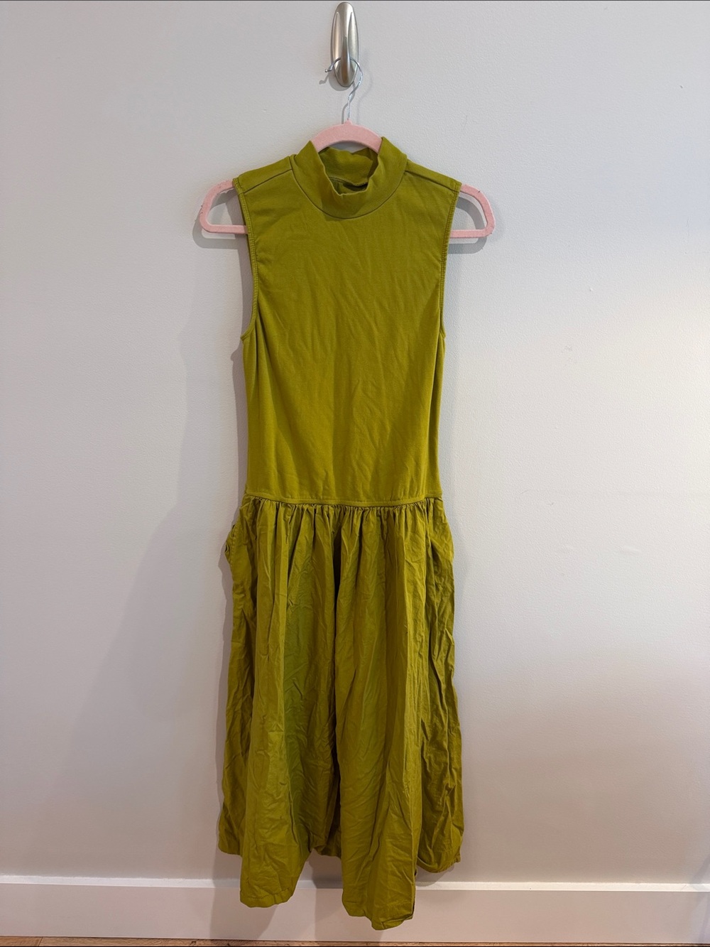 Free People Free-est Sleeveless Mock Neck Midi Dress in Olive Green